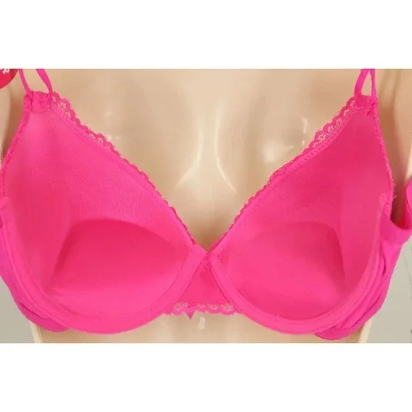 VS Bombshell Inspired Adds 2 Cups Ultimate Pushup Bra 34C Dark Pink Lace - Picture 9 of 9